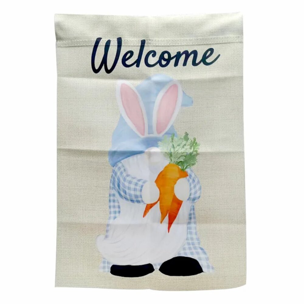 Welcome Bunny-Gnome Garden Flag- 2 Sided, 12.5" x 18"